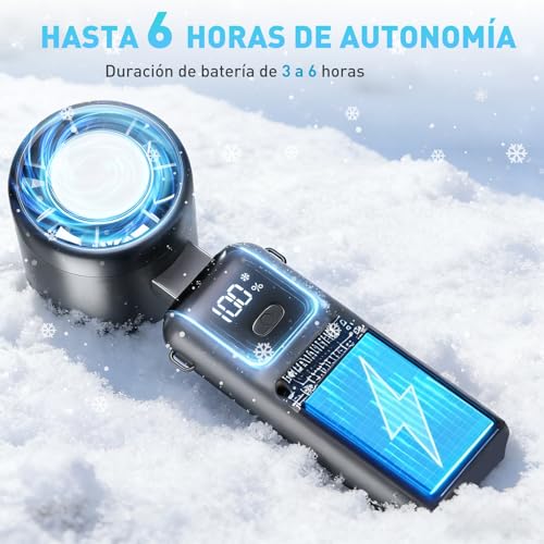 BALYSTOK Ventilador Portátil Recargable con Enfriamiento Instantáneo, 100 Velocidades Ajustables, Plegable 3 en 1, Mini Ventilador de Mano con Pantalla Digital, 4000mAh, USB-C
