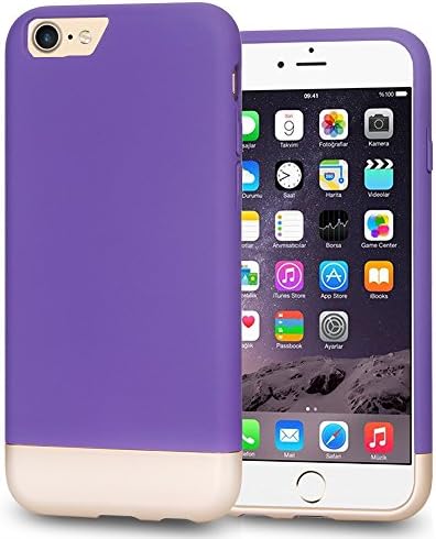 iPhone 7 Case, Moze iPhone 7 Case Protective SOFT-Interior Scratch Protection Slider Style Hard Case for iPhone 7 - (Purple/Champagne Gold/white)