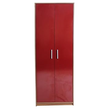 Devoted2home Glossop 2 Door Wardrobe Red Gloss Black Gloss White