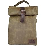Waxed Canvas Insulated Reusable Lunch Bag w/Grip Easy Carry for Work/Travel Handmade by Hide &amp; Drink :: Fatigue