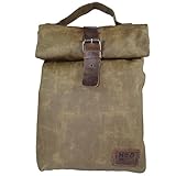 Waxed Canvas Insulated Reusable Lunch Bag w/Grip Easy Carry for Work/Travel Handmade by Hide & Drink :: Fatigue