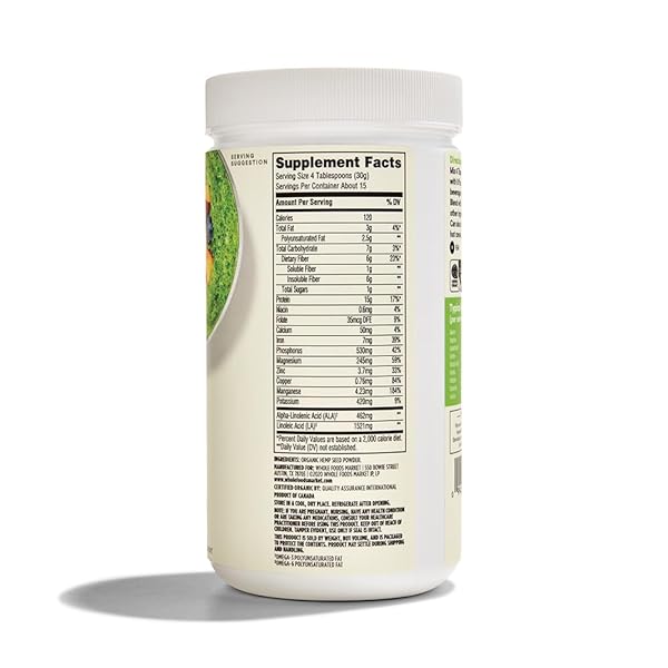 365 BY WHOLE FOODS MARKET, ORGANIC HEMP PROTEIN POWDER UNFLAVORED, 16 OZ