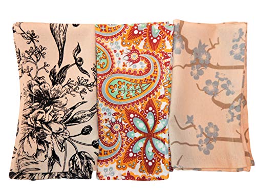 Crabtree Collection Deluxe Cotton Table Linens, Bright Colors for Kitchens and Dining Rooms - (Red Paisley Napkin Set) - Thumbnail 6
