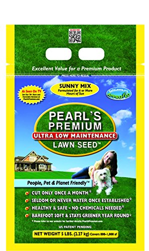 Pearl's Premium Ultra Low Maintenance Lawn Seed Sunny Blend Seed, 5 lb