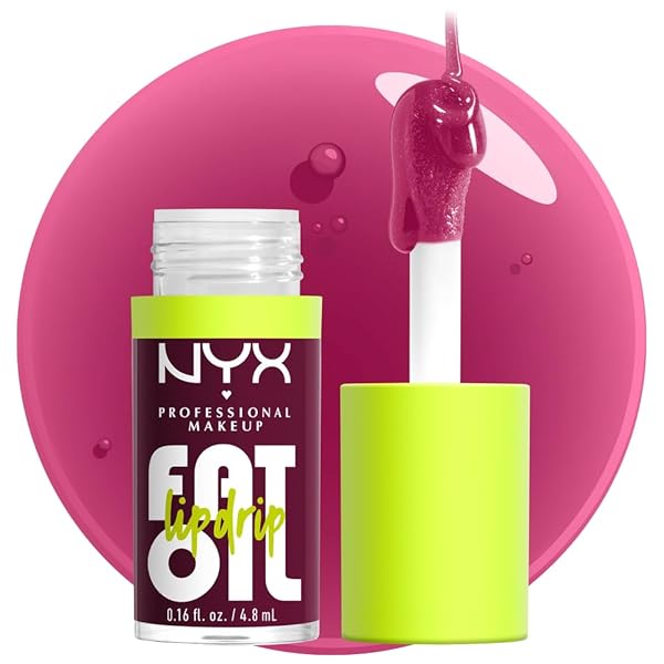 NYX PROFESSIONAL MAKEUP FAT OIL LIP DRIP, MOISTURIZING LIP OIL GLOSS, VEGAN TINTED FORMULA, UP TO 12 HR HYDRATION – THAT’S CHIC (DEEP BERRY)