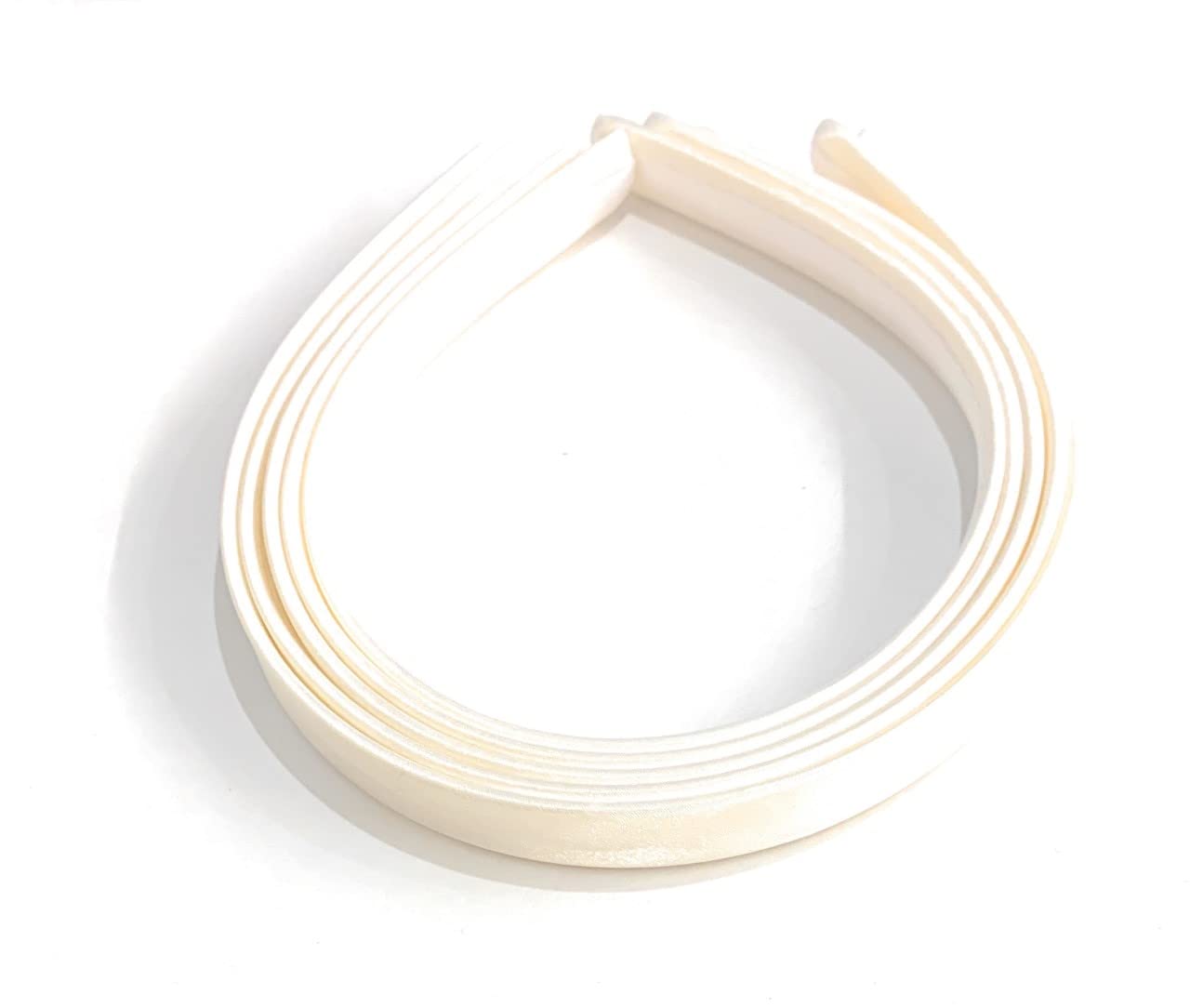 5 x 15mm Thick Plain Satin Headbands Pack School Girls Alice Hair Band DIY Headband Set UK (Ivory Cream)