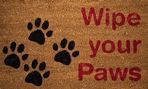 "Wipe Your Paws" Welcome Mat, Coir Fiber with anti-slip PVC backing, 17.75"x 29.75"