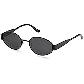 livho Retro Polarized Sunglasses - UV400 Protection, Oval Shape, Metal Frames - Matching Soft Case Inlcuded
