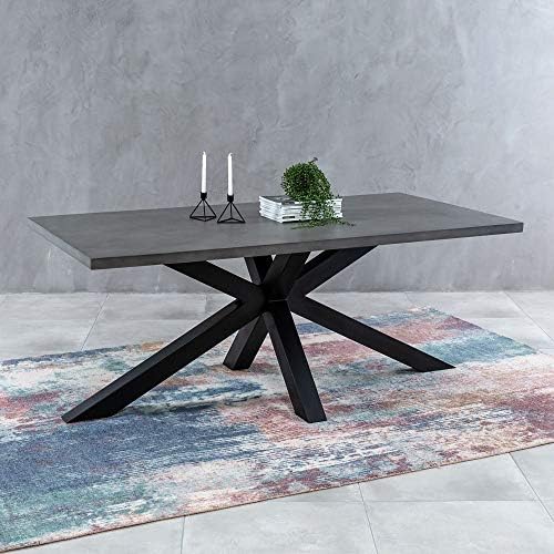 The Furniture Market Industrial Concrete Medium 1.9m Starburst Dining Table – 6 to 8 Seater