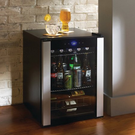 Highest Rated Compact Wine Beverage Cooler Refrigerator- Counter Top Compact Wine Beer Beverage Cellar 20 Bottle (Bordeaux) Capacity- Portable Stainless Steel 2-Shelves LED Lighting Digital Controls
