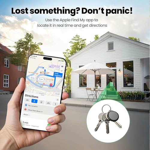 TECKNET Air Tracker Tag Key Finder, Smart Tag Compatible with Apple Where is App (iOS Only), Rechargeable, Waterproof, Bluetooth Key Finder for Luggage/Bags/Key/Pet (Pack of 4)