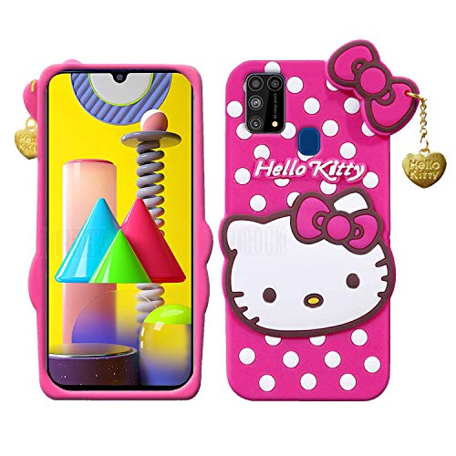 Unirock® Hello Kitty Back Case Cover for Samsung Galaxy M31| 3D Cute Hello Kitty Case |Soft Silicone Rubber Back Cover w