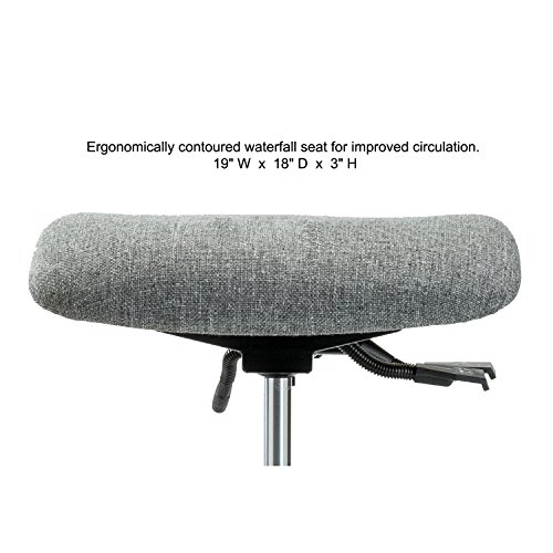 Perch Rolling Lab Chair with Adjustable Back Support for Carpet or Linoleum, Workbench Height, Imperial Fabric