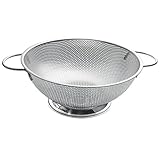 ZESPROKA Stainless Steel Micro-perforated 5-Quart Colander/Strainer With Handles And Draining Ring Base