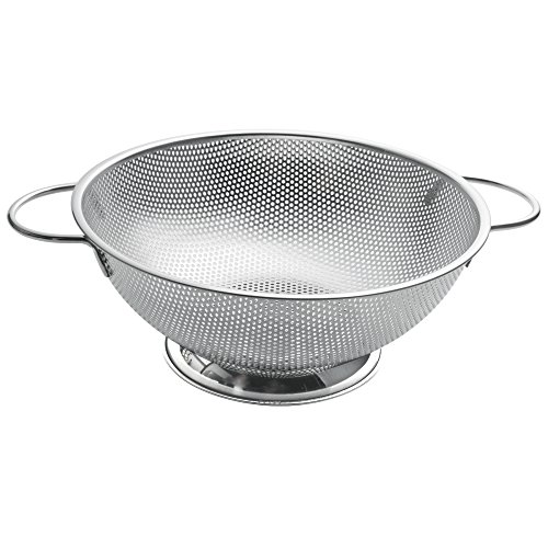 ZESPROKA Stainless Steel Micro-perforated 5-Quart Colander/Strainer With Handles And Draining Ring Base