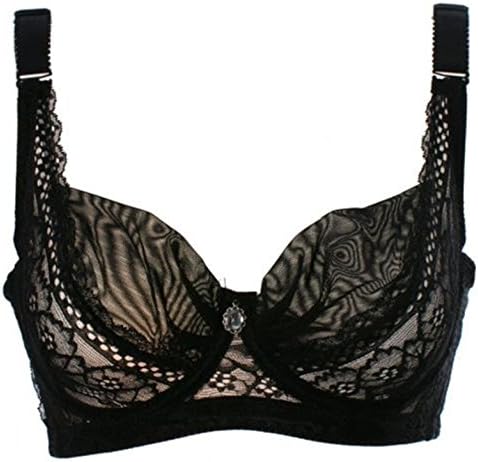Intimates Summer Ultra Thin Bra Large C/D Cup Bra Adjustable Straps Sexy Lace Plus Size Underwired Bra H049 Black 38 85