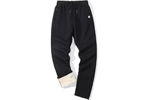 Flygo Men's Fleece Pants Winter Warm Joggers Pants Active Sherpa Lined Sweatpants