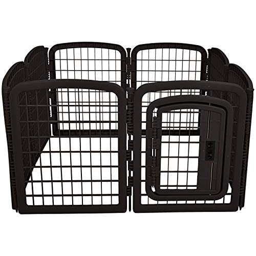 AmazonBasics 8-Panel Plastic Pet Pen Fence Enclosure With Gate - 59 x 58 x 28 Inches, Black - Thumbnail 4