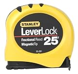 Stanley 33-281 Leverlock Fractional Tape Rule with Magnetic Tip, 1-Inch X 25-Feet