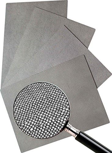 RENACIENTE Genuine Leather Placemats, Real Cowhide, 13" x 18" (4 Piece Set) (Silver)