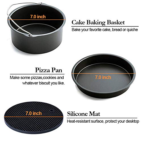 7 inch General Air Fryer Accessories 11 pcs with Recipe Cookbook, Compatible for COSORI Philips Gowise USA Airfryer 3.2QT - 3.5QT - 3.7QT, Deluxe Deep Fryer Accessories Set of 12