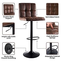 SUPERJARE Bar Stools Set of 2-360° Swivel