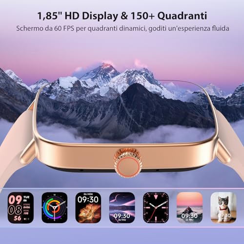 Women's Smartwatch 1.85 Inch Smartwatch with Calls and WhatsApp Notifications, Fitness Tracker with Pedometer Sleep SpO2 Heart Rate Monitor, 110 Sports, IP68 Smart Watch for Android iOS Pink