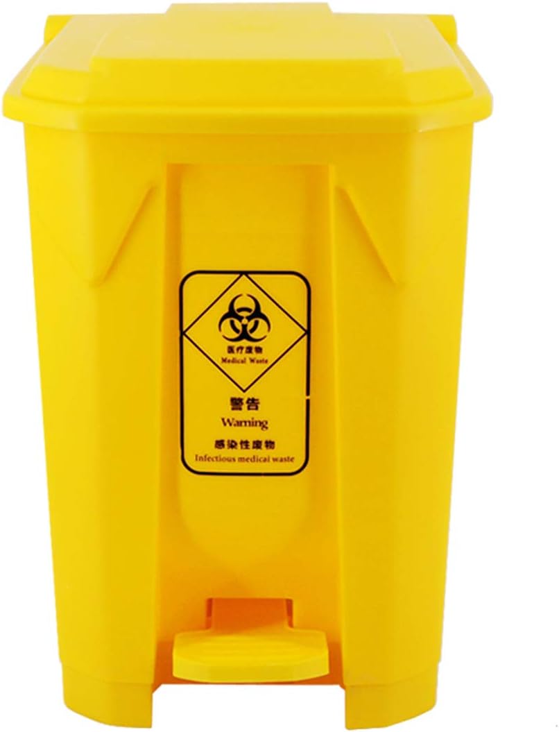 outdoor dustbins 15L/25L/30L/50L/80L Yellow Pedal Trash Can Hospital Clinic Medical Waste Bin Size Thickened with Lid Waste Bin 80L