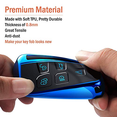 Intermerge for Range Rover Key Fob Cover,Key Fob Case for Land Rover Evoque Velar Sport Discovery LR4 Sport and Jaguar XF XJ XE F-PACE F-TYPE 5-Buttons,Premium Soft TPU Protective range rover Key Case - Thumbnail 2