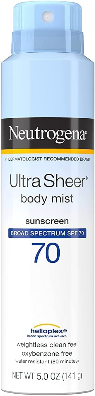 Neutrogena Ultra Sheer Body Mist Sunscreen Spray SPF 70 Broad Spectrum UVA UVB