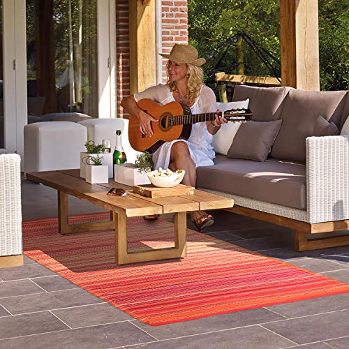 OUTBACK BLUE Indoor Outdoor Rug 4x6 ft Reversible, Easy Care