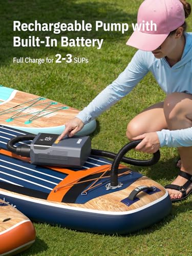 Niphean Electric Inflator with Built-in Battery, 50 PSI Electric Inflator for Tires, Sup and Mattresses, Portable Electric Air Pump with Auto Shut-off for Inflatables and Deflation