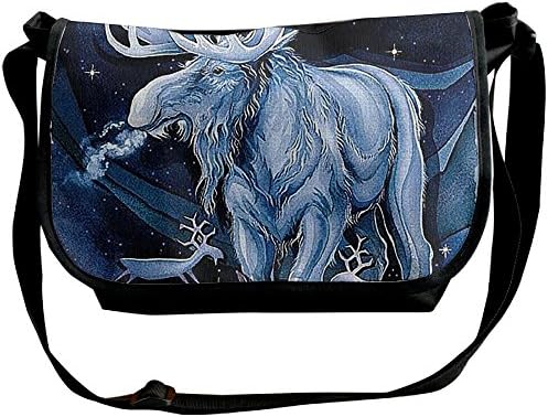 HUEH Classic Mysterious Elk Spirit Outdoor Shoulder Crossbody Sling Messenger Bags For Men Women