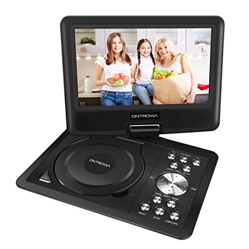 9-Swivel-Screen-Portable-DVD-Player-with-5-Hour-Built-In-Rechargeable-Battery-18M-Car-Charger-and-Power-Suppler-Remote-Control-SD-Card-Slot-and-USB-Port-by-ONTROWA--Black