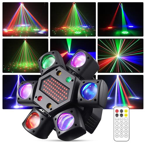 DMX512 LED Beam Head Mobile Stage Light, RGB LED Disco Light with Remote Control, DMX512 Rotating Head Lights for Disco Bars Club Wedding Christmas Light Games