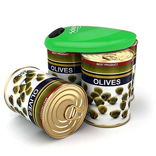 Electric Can Opener, 2AA Batteries Operated(Not Included) Smooth Soft Edge with One-Touch Start Automatic Can Opener for Seniors with Arthritis (Green)