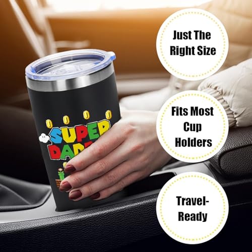 Dad Father Day Gifts, Father Gift Tumbler with Lid Stainless Steel, Super Daddio Gifts for Daddy for Birthday-Gift, Dad Drinking Cup from Daughter Son