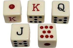 Cyber-Deals Set of 5 Spanish Poker Dice (Ivory) Cubilete Dados Cubanos