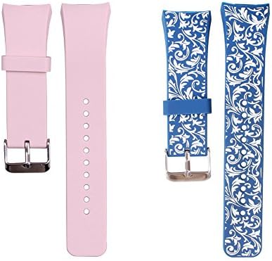Megkhla Gear S2 Watch Band, Soft Silicone Replacement Sport Band for Samsung Gear S2 Smart Watch(Pink/Blue Flower)