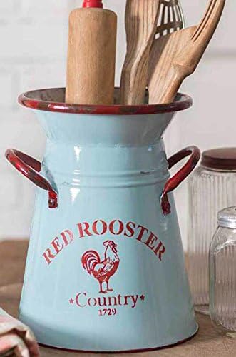 Amazon Com Blue Country Rooster Pitcher Utensil Holder Vase Nwt