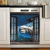 Love Dolphin Dishwasher Sticker Cover,Ocean Sea