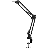 LiebeWH Microscope Articulating Arm Stand, Heavy Duty 360 Degree Rotating Telescoping Adjustable Mount with Clamp and 700mm Height Aluminum Alloy Lens Holder for Laboratory Industrial