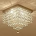 Moooni Hallway Crystal Chandelier Modern Square Raindrop Flush Mount Ceiling Light Fixture for Closet Foyer W12