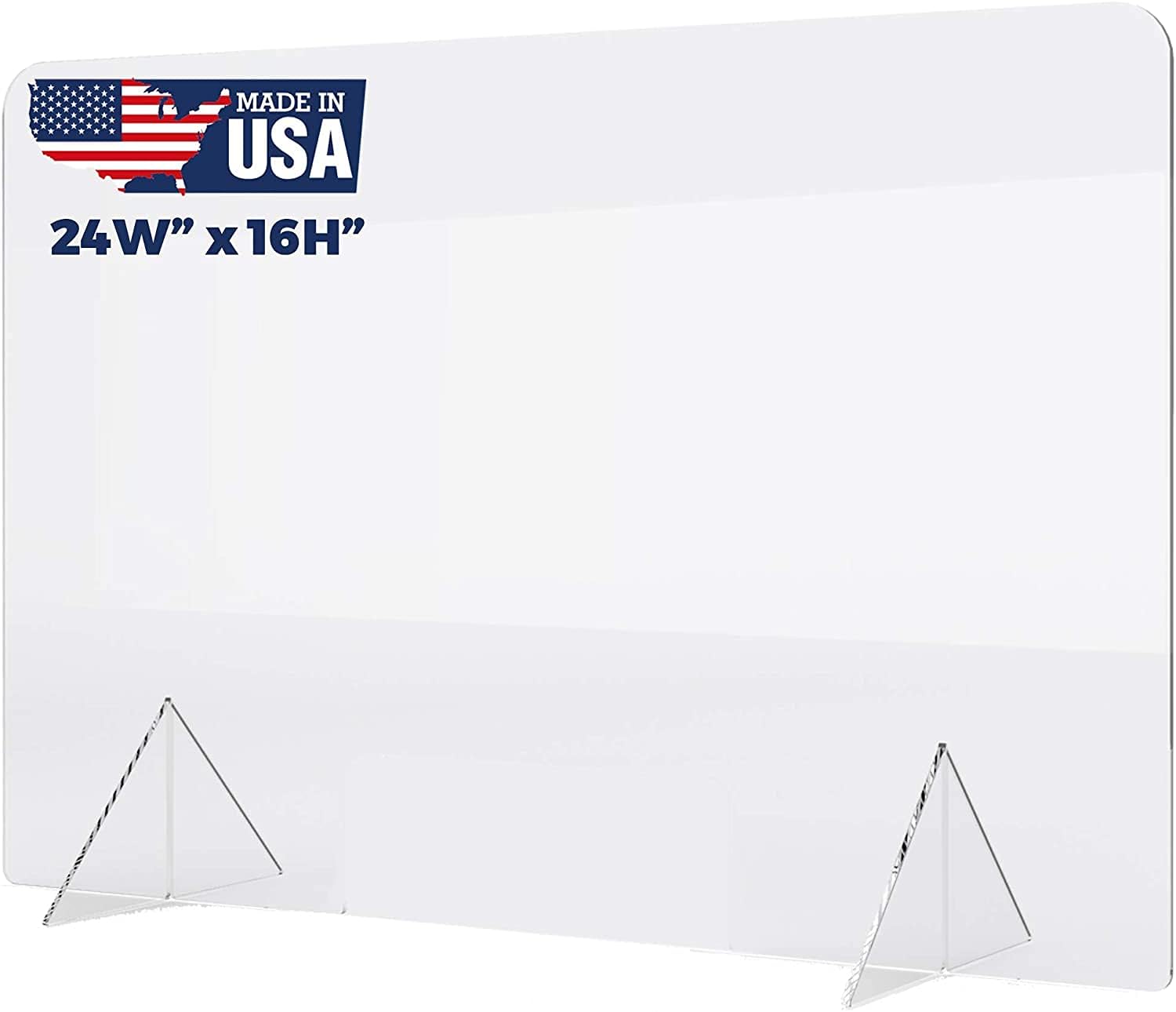 No Cutout 24"W x 16"H Sneeze Guard for Counter and Desk, Freestanding Clear Acrylic Shield, plexiglass Shield: Home Improvement