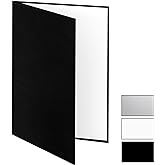 Meking 12x8 Inch 3in1 Cardboard Light Reflector for Photography, Studio Tabletop Food and Product Photo Shoot - Black, Silver
