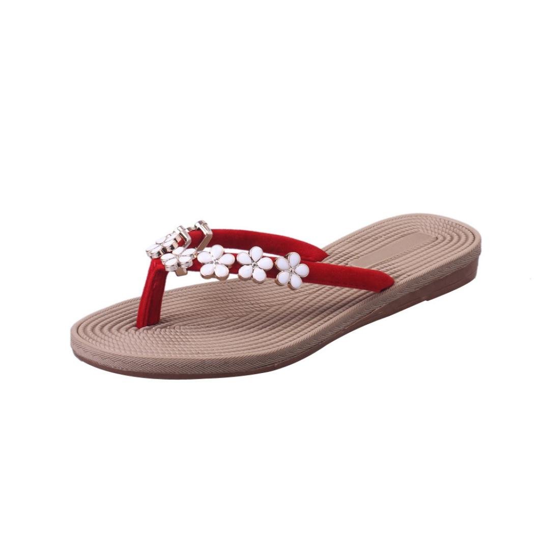 red sparkly flip flops