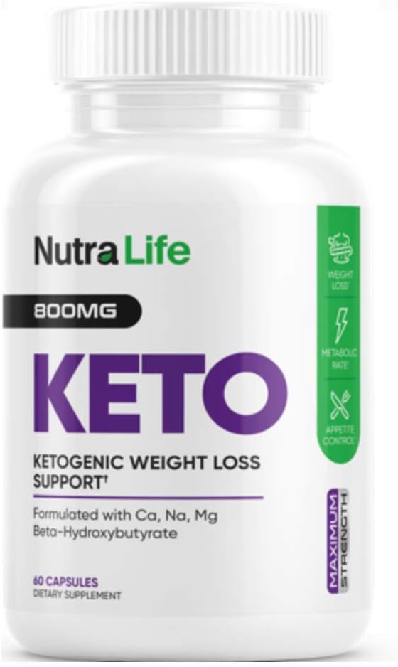 Nutra Life Keto - BHB and 800MG Proprietary Blend -60 Capsules - 1 Month Supply