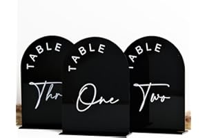 Black Arch Wedding Table Numbers with Stands 1-30, 5x7 Inch Black Acrylic Arch Sign with Holder, Arched Acrylic Table Numbers