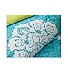 Aqua Blue Lime Green Floral Damask Print Comforter Bedding Set Girls Teen