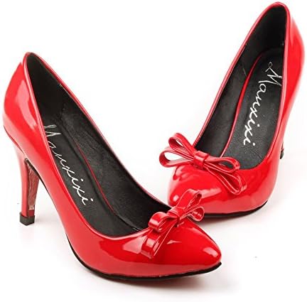 Foot Patent Leather Strappy Sandals Heels With Thin Heel Sweet Bow Pointed Women'S Shoes Red